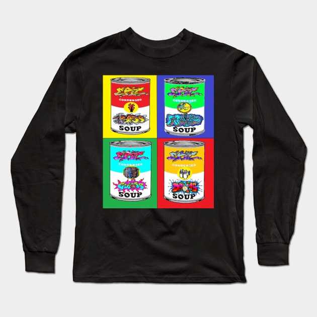 Pop Art Music Guitar Drums Epic bass Long Sleeve T-Shirt by LowEndGraphics